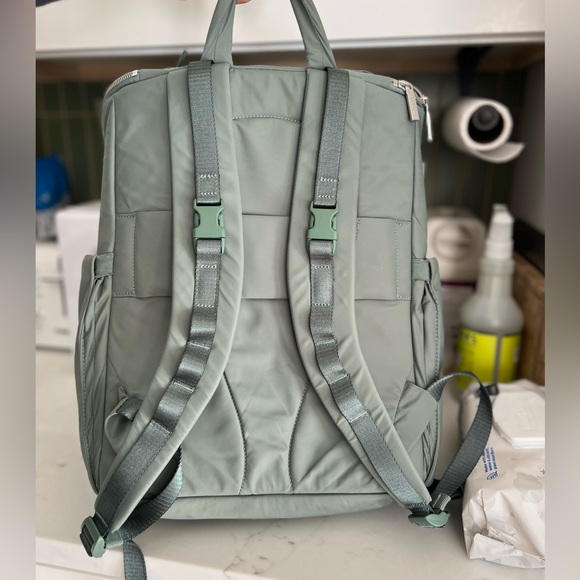 green lululemon diaper bag The Double Tote in Olive And Other Necessities Lululemon Green Diaper Bag Set